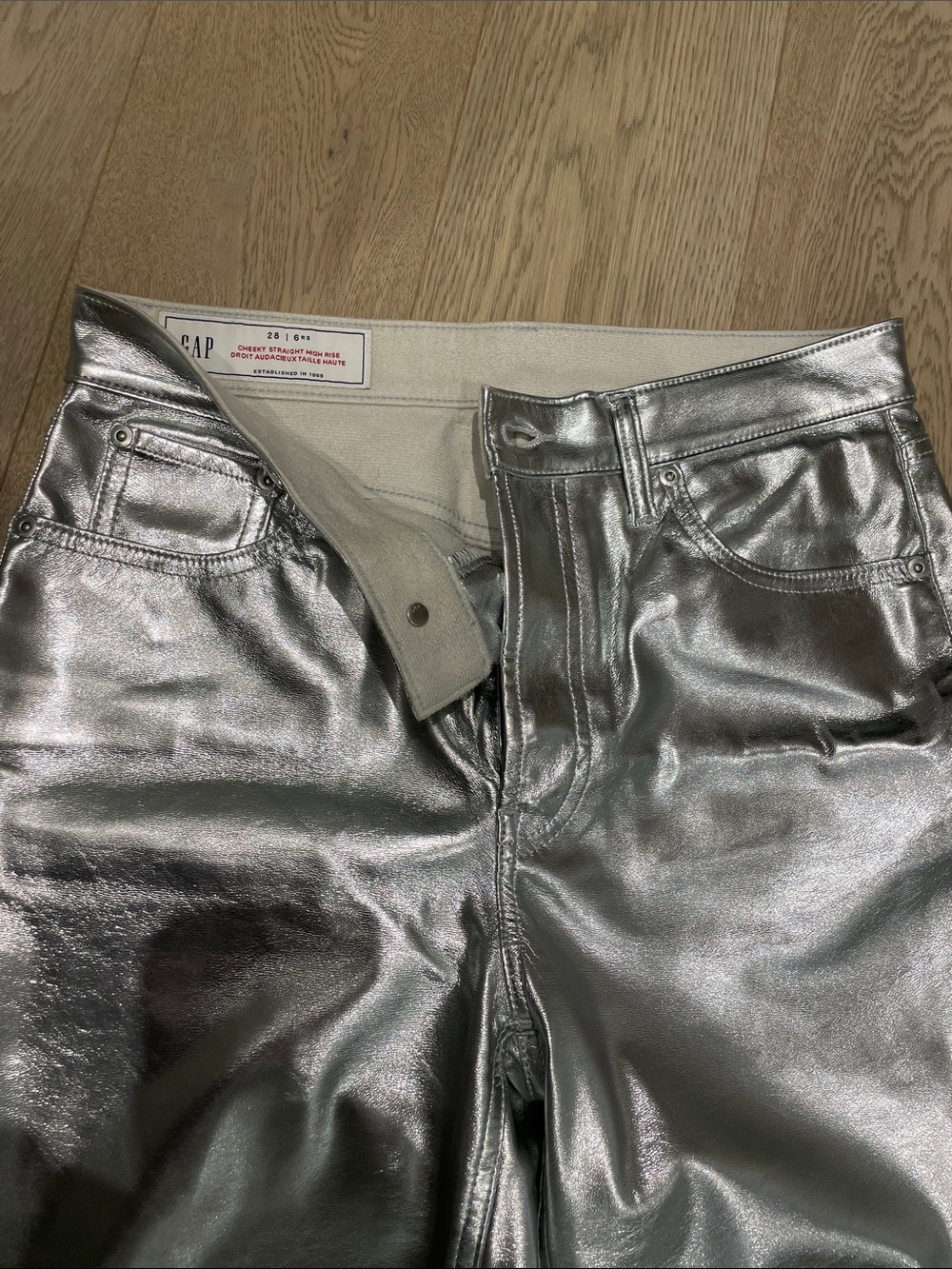 GAP Silver Metallic Skinny Jeans